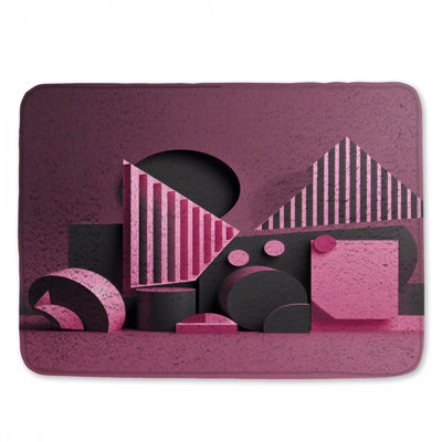 Pink Geometric Shapes Bath Mat