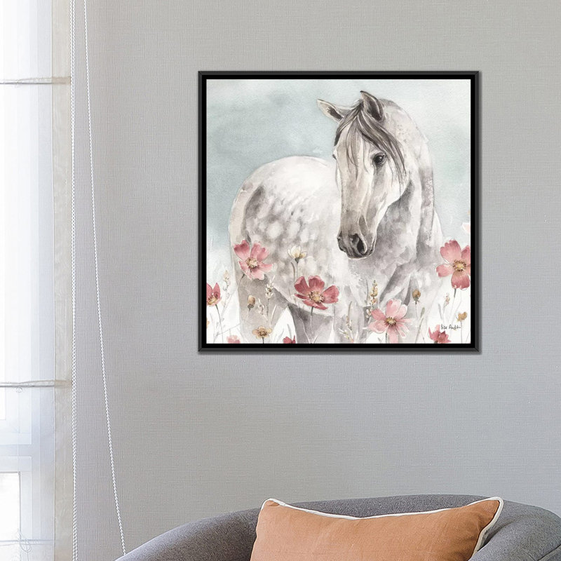 « wild cheval iv », reproduction sur toile, H 18 po x l 18 po x P 1,5 po, Toile avec cadre noir, Pas de tapis