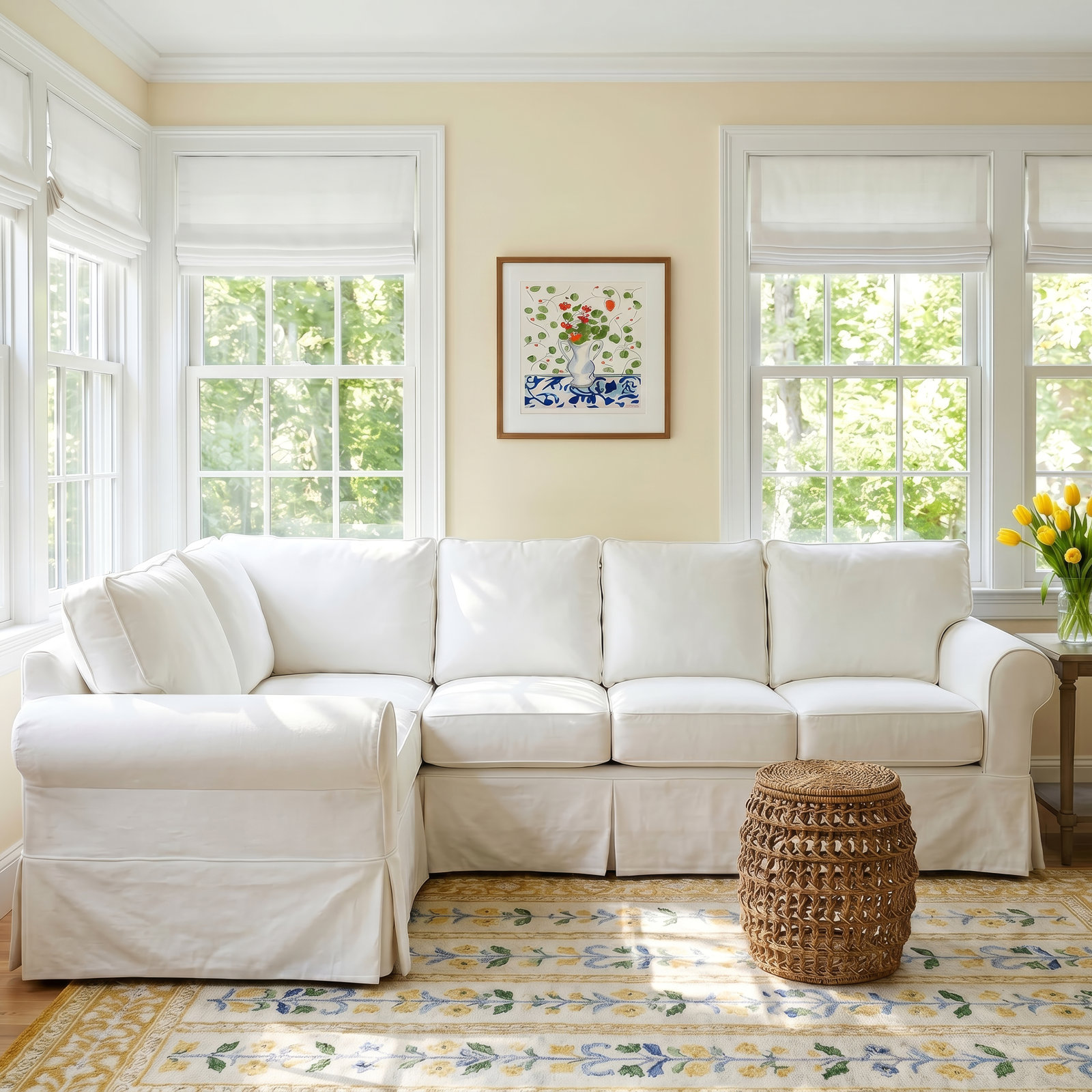 Amari Slipcovered L-Sectional, Left Hand Facing, Canvas Navy Sunbrella® Canvas