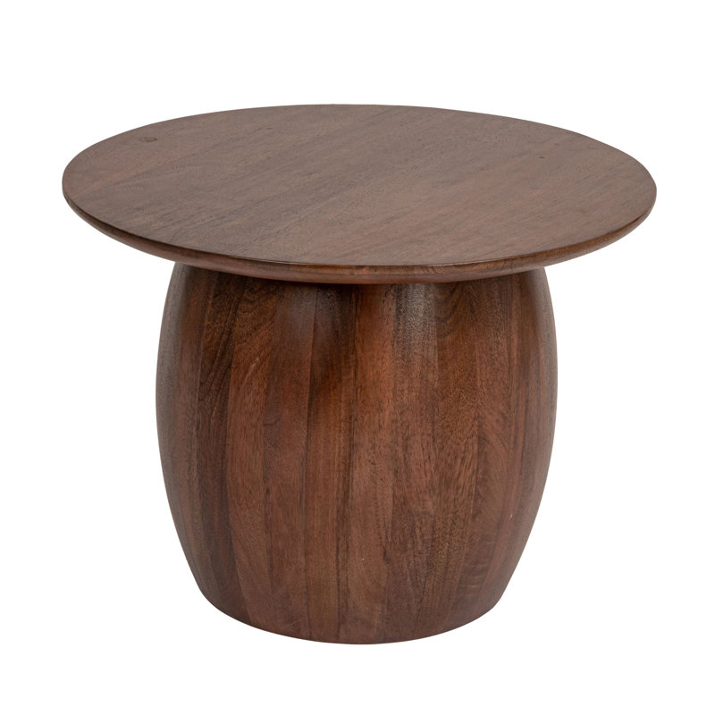 Modern Mango Wood Round Accent Table, Walnut