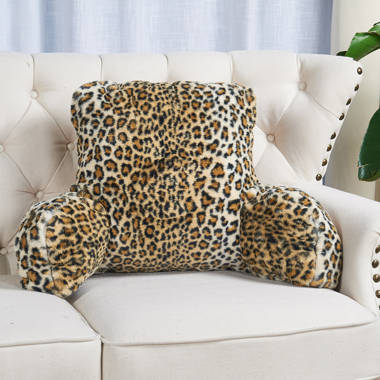 Gray Leopard Faux-Fur Backrest Pillow Cover