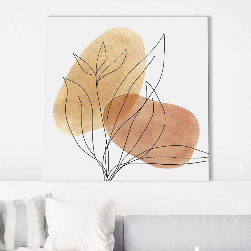 «Desert Lines I» par Carol Robinson - Peinture, L 18 po x H 18 po, Toile tendue