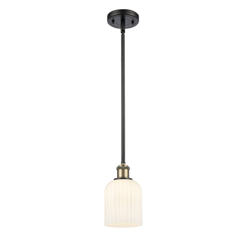 Luminaire suspendu 5 lumières Ballston Addeline, Laiton antique noir, Blanc brillant