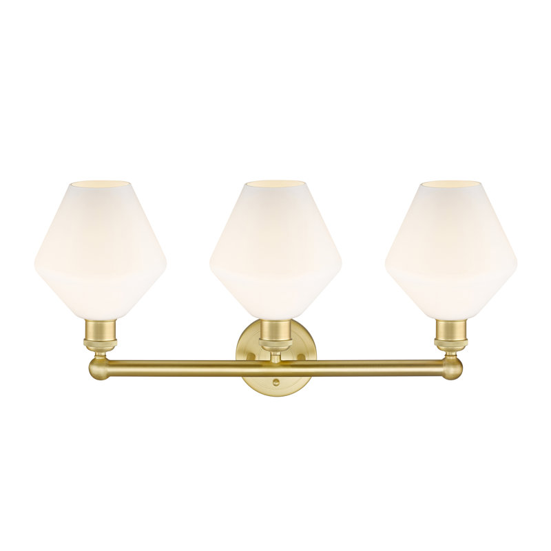 Éclairage pour meuble-lavabo 3 lumières Amylea, Boîtier blanc mat, Or satiné
