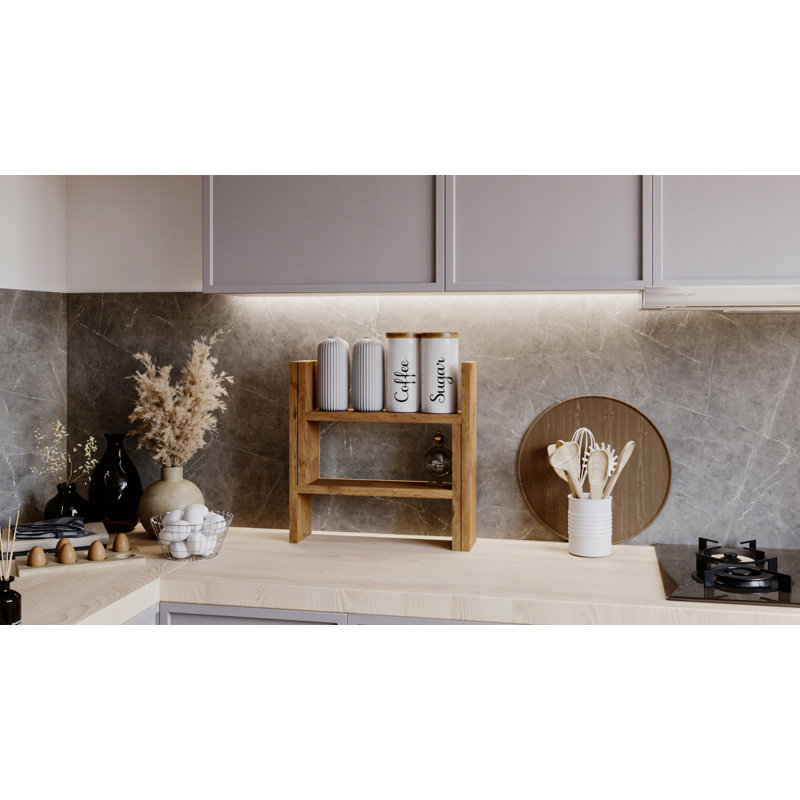 Freestanding Wood Spice Rack with Adjustable Racks