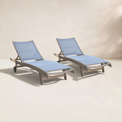 Delphi 83" Eucalyptus Patio Chaise Lounge Set