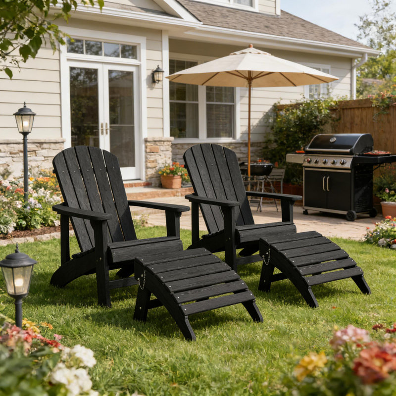 Repose-pieds en PEHD Adirondack pour l'intérieur et l'extérieur, Noir