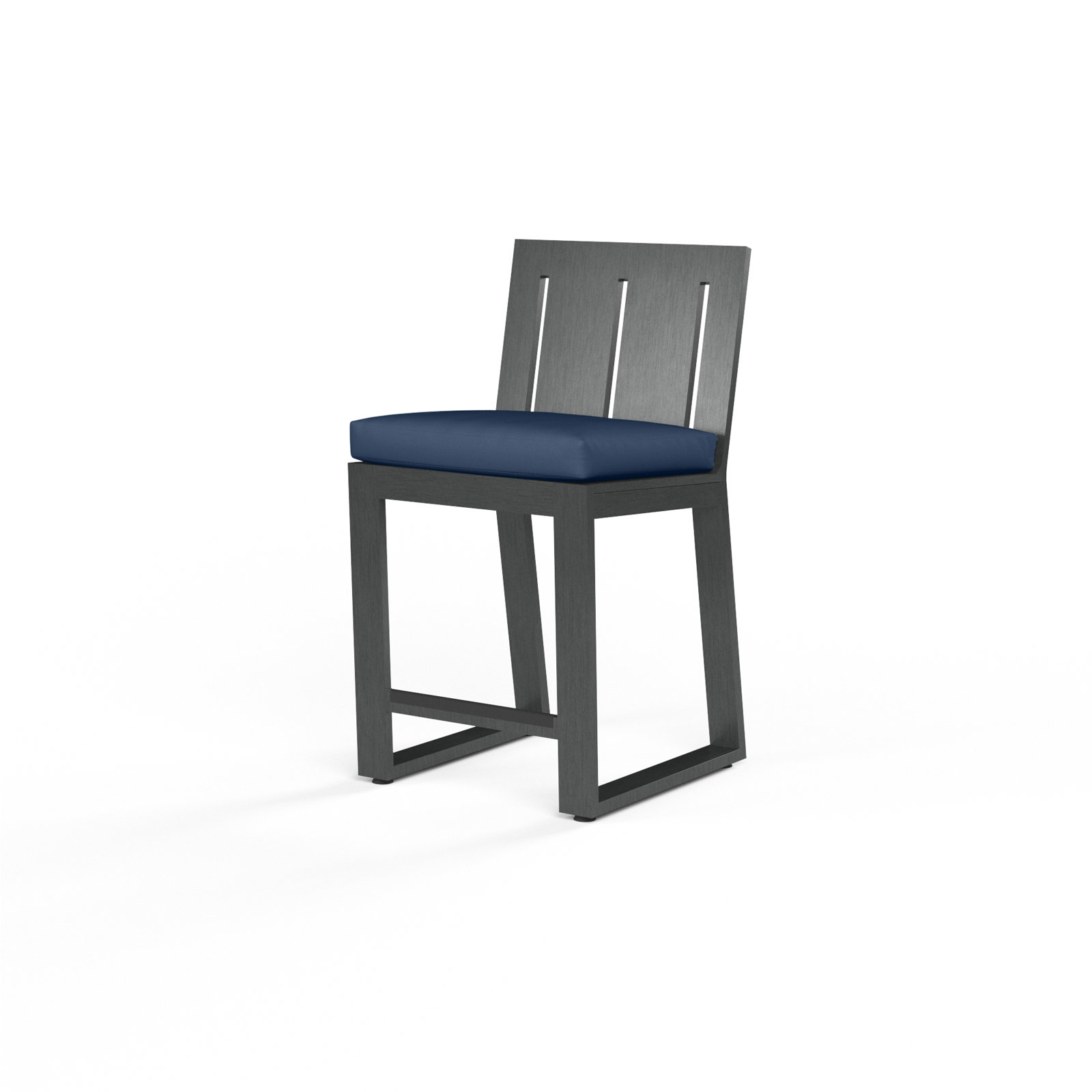 Georgie 44.21'' Aluminum Outdoor Bar Stool with Cushion, Canvas Skyline Sunbrella®, Bar Stool (26" Seat Height)