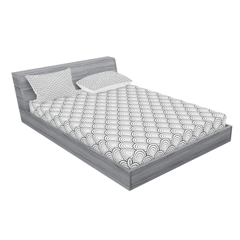 Microfiber Geometric Sheet Set, Full/Double Sheet Set with Fitted Sheet