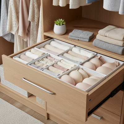 Drawer Organizers, Dresser Divider Organizers, Set Of 12, Foldable Fabric Storage Boxes For Socks, Underwear, Bras, Ties