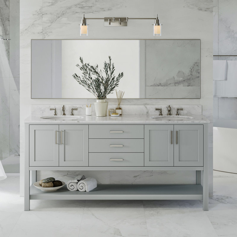 Magnolia Bath Vanity Rectangular Basin S073DCW2R, White, Rectangle ,  73"