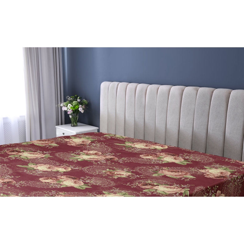 Drap-housse Ambesonne, Vert armée, rouille foncé / floral, Drap-housse très grand californien
