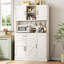 Armoire de rangement pour garde-manger de 71 po de hauteur avec lumière DEL et station de charge, huche de cuisine avec tablette à micro-ondes et 6 crochets, tablettes de porte et tiroir et tablettes réglables pour la salle à manger