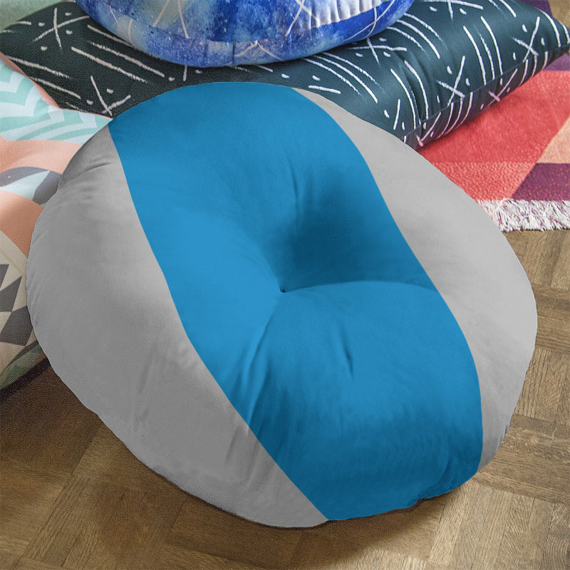  Coussin de sol touffeté, 30 po x 30 po, Argent / bleu