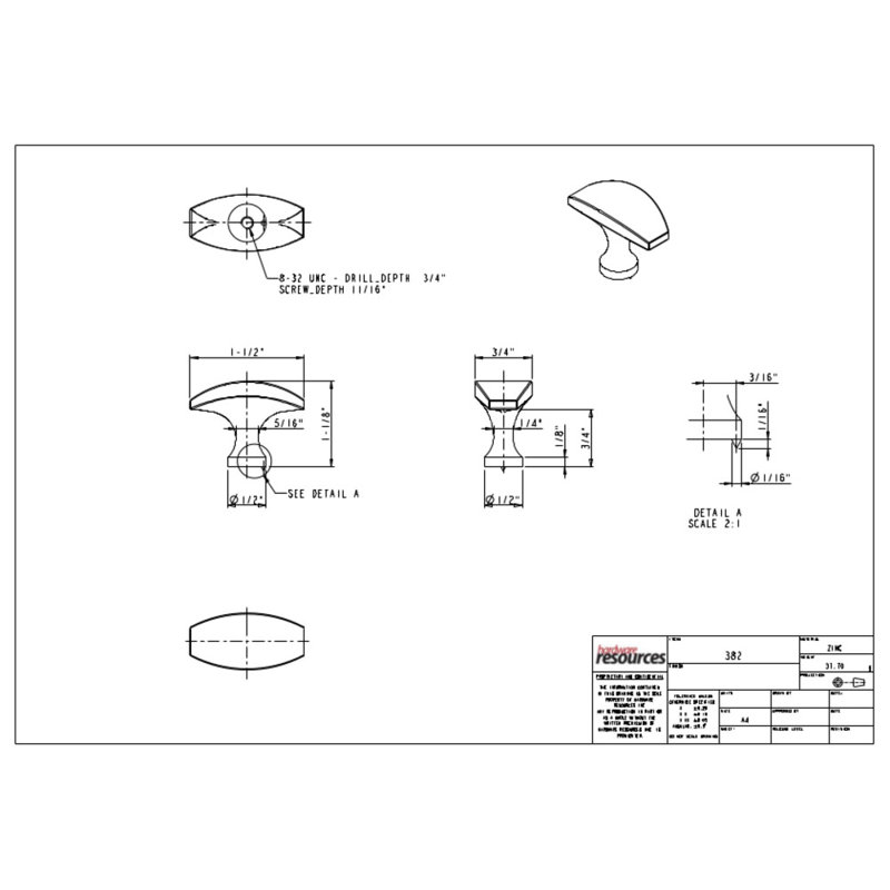 Cosgrove 1 1/2" Length Bar Knob, Satin Nickel