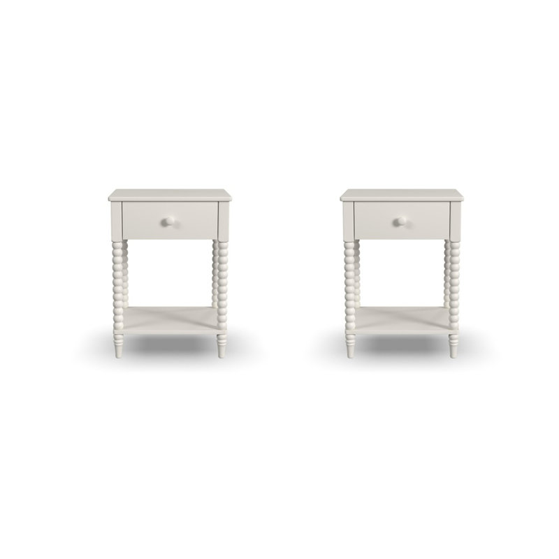 Godfree 1 - Drawer Spindle Nightstand (Set Of 2), Blanc