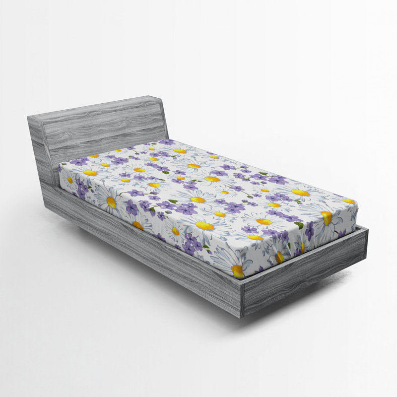 Microfiber Floral Fitted Sheet, Purple Floral, Twin XL Fitted Sheet