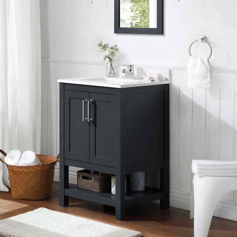 Crevan 24.02'' Single Bathroom Vanity with Marble Top