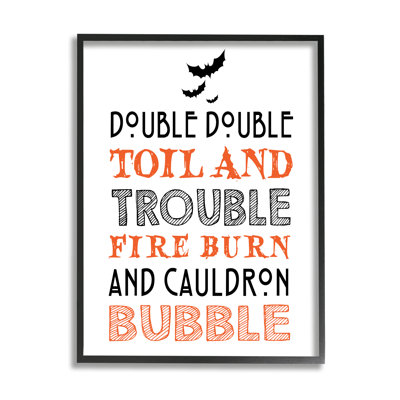 «Black & Orange», Halloween, chauves-souris, typographie, incantation, encadré noir, estampe numérique texturée