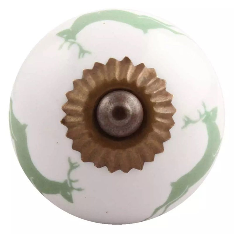Set of 6 Green Reindeer Knobs