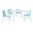 Summer 4Pcs Light Blue Stackable Armchairs With 55 Inch White Modern Table - Indoor/Outdoor Use, Ergonomic Design, Lightweight And Durable-111987709