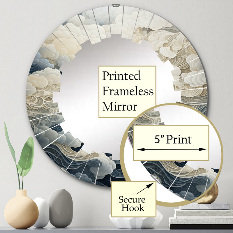 Kacem - Miroir mural nuage rond, 24 po x 24 po