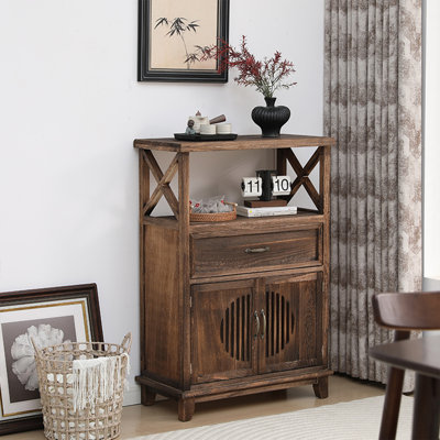Buffet en bois massif café foncé