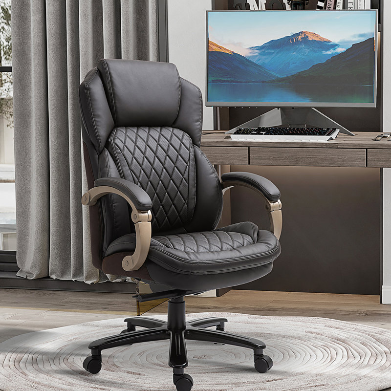 Executive Office Chair with Wide Seat, Computer Desk Chair with High Back Diamond Stitching