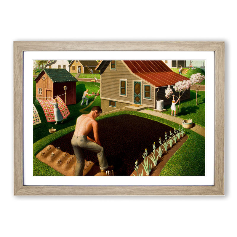 Spring in Town by Grant Wood - Picture Frame Painting, Oak, 36cm H x 48cm W x 2cm D