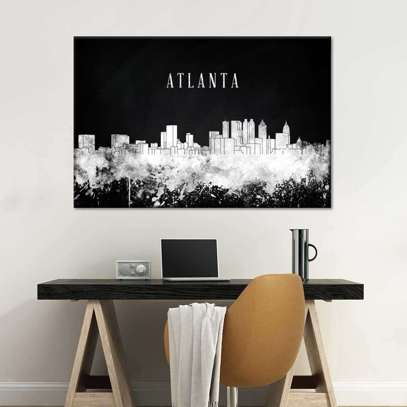 Atlanta Skyline BW Canvas Print, 16" H x 24" W x 1.25" D