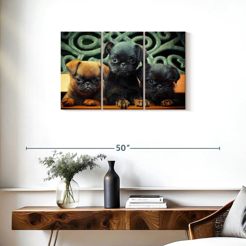 Griffon Puppies, 20" H x 33" W