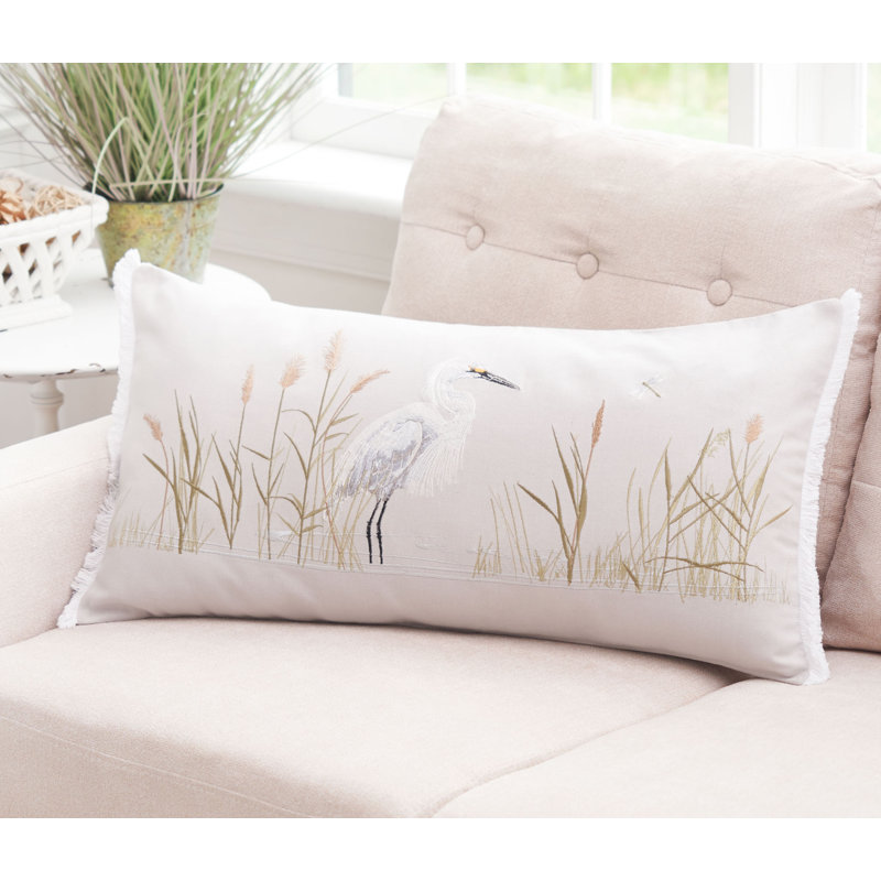 White Egret Lumbar Pillow