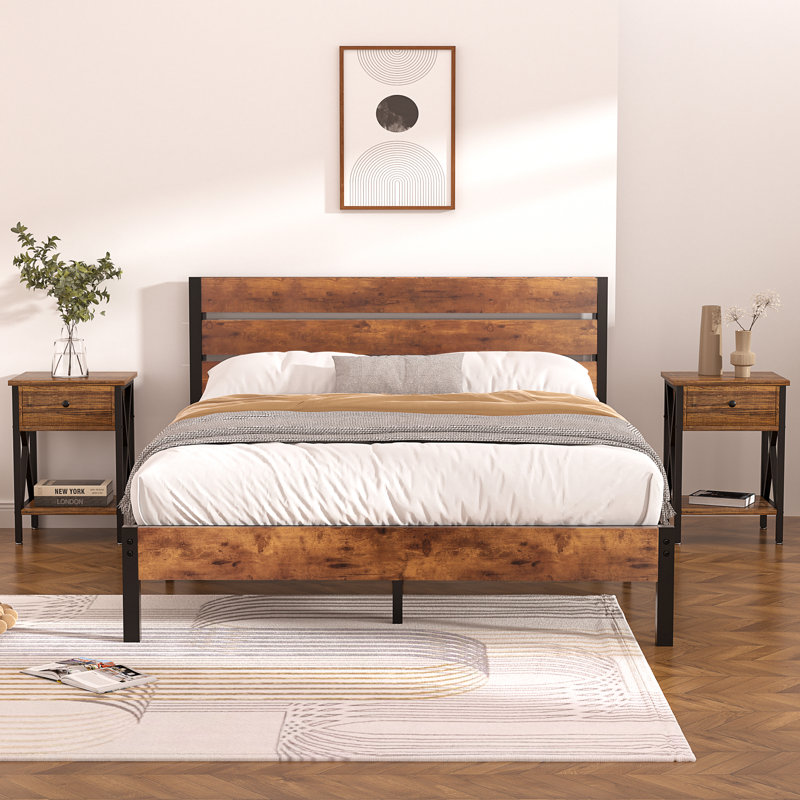 Alicia Steel Piece Bedroom Set, Brown, Full / Double