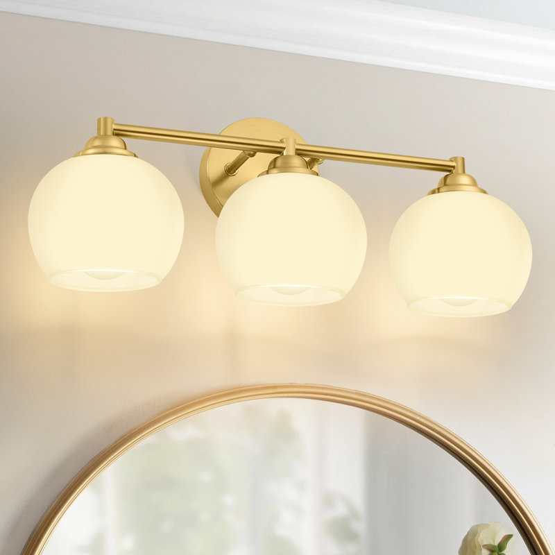 Éclairage de salle de bain à 3 lumières à intensité variable, Doré, Blanc