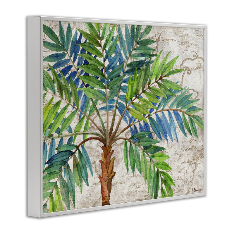 Giclée encadrée de palmier aqueux, design par Paul Brent, H 24 po x l 30 po, Estampe numérique encadrée blanc bord de mer