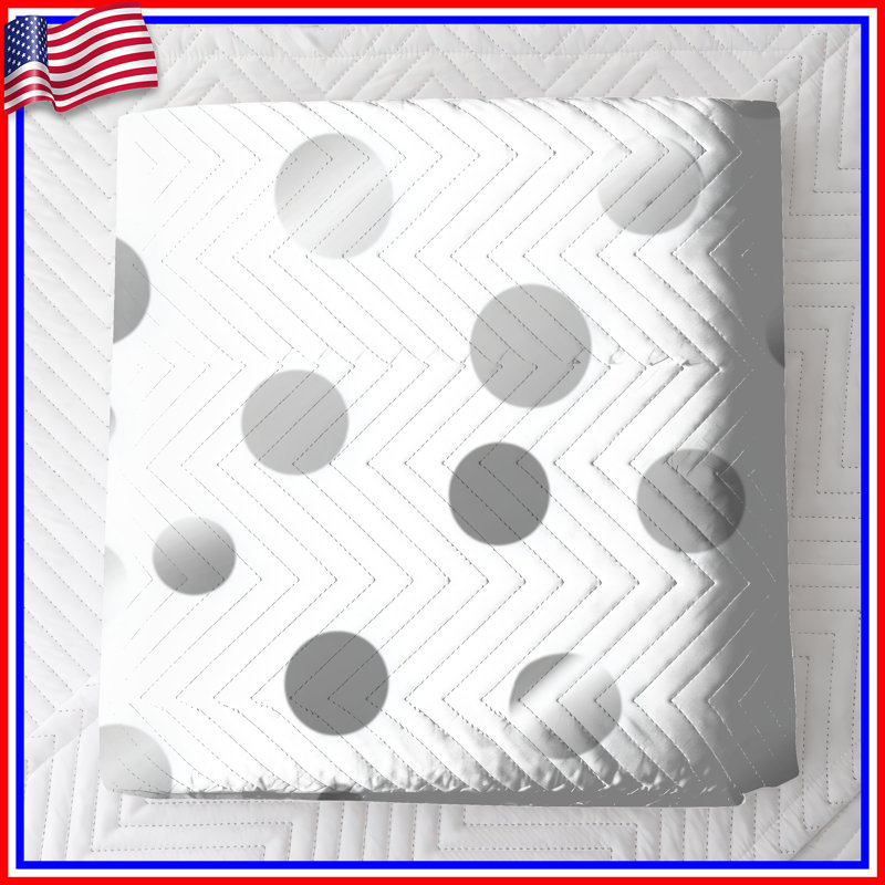 Couvre-lit matelassé gris à pois métalliques toutes tailles, Très grand lit