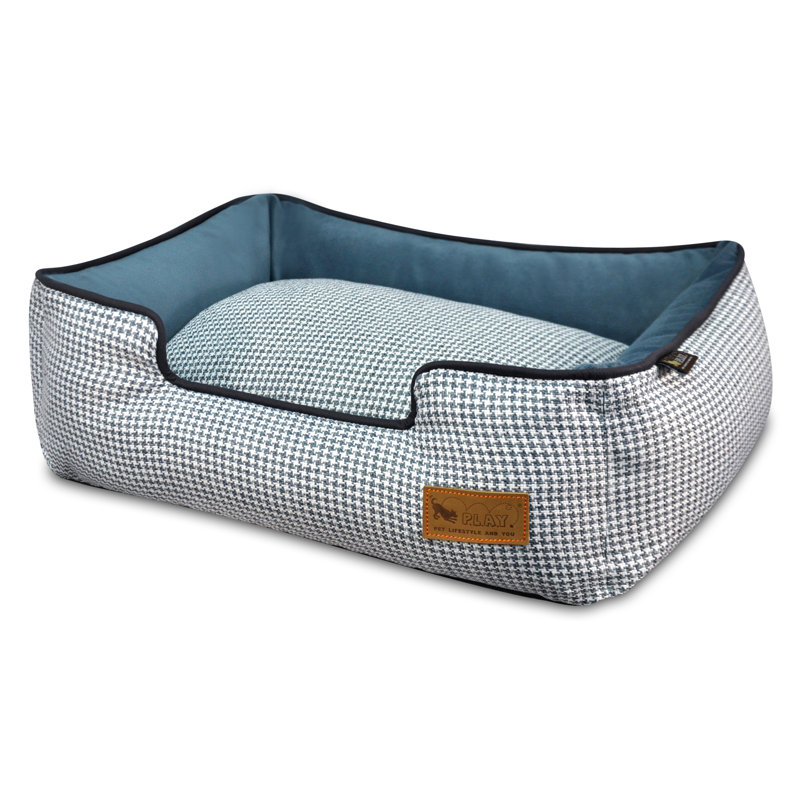Lit pour chien Houndstooth, Très grand (l 44 po x P 37 po x H 10 po), Bleu / blanc