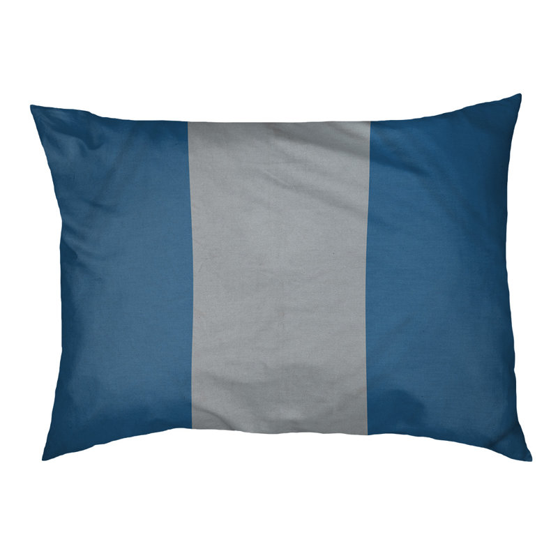 Coussin rectangulaire designer Kansas City, Moyen (L 30 po x l 40 po), Bleu / argent