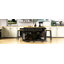 Grand îlot de cuisine de 48 pouces avec 2 tabourets de bar, prise de courant, support de rangement interne pour porte, chariot de rangement de cuisine sur 5 roulettes avec abattant, 5 supports latéraux ouverts, 2 tiroirs, pour la cuisine, la salle à manger-1619788670