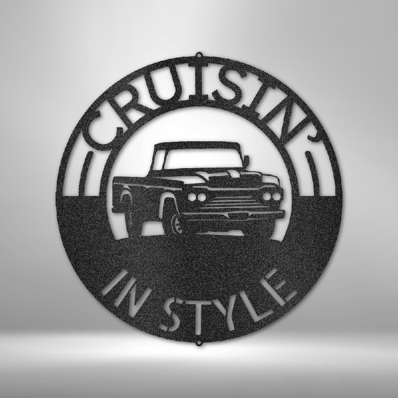 Décoration murale en acier personnalisée avec monogramme de camionnette classique en acier, H 28,75 po x l 29,5 po x P 0,5 po
