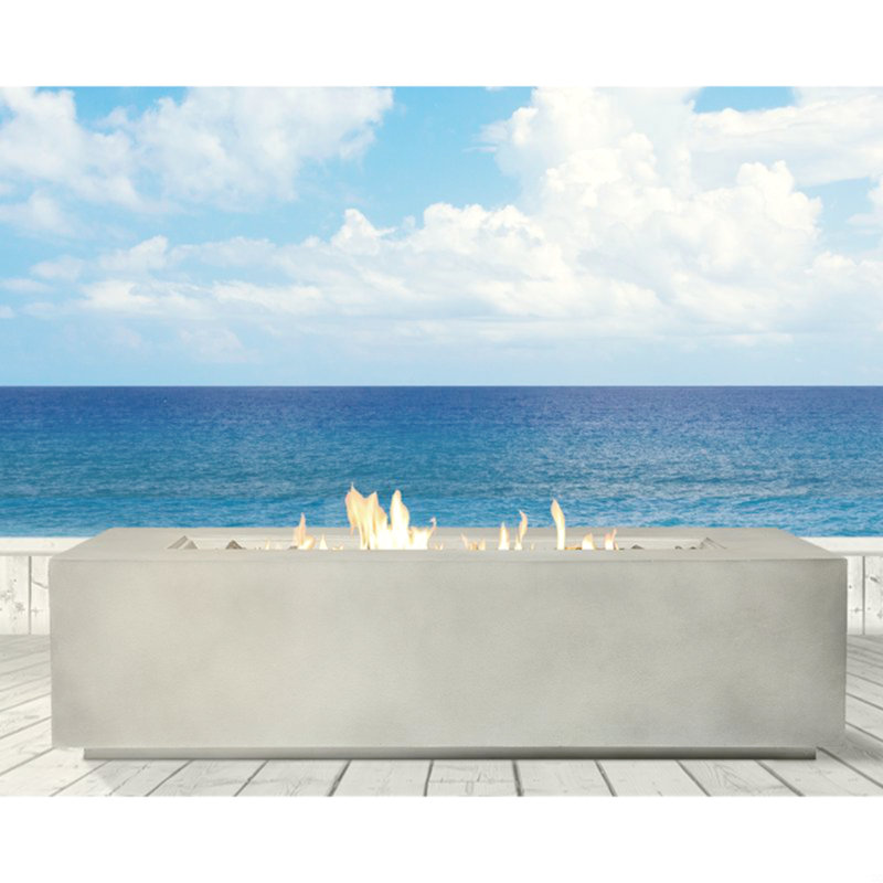 Concrete Propane Outdoor Fire Pit Table, Blanc, crème, H 24 po x l 15 po x P 56 po