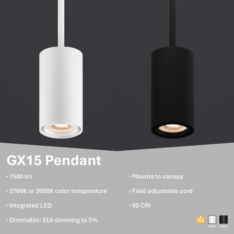 Luminaire suspendu à DEL GX 15, Blanc, 2700 K