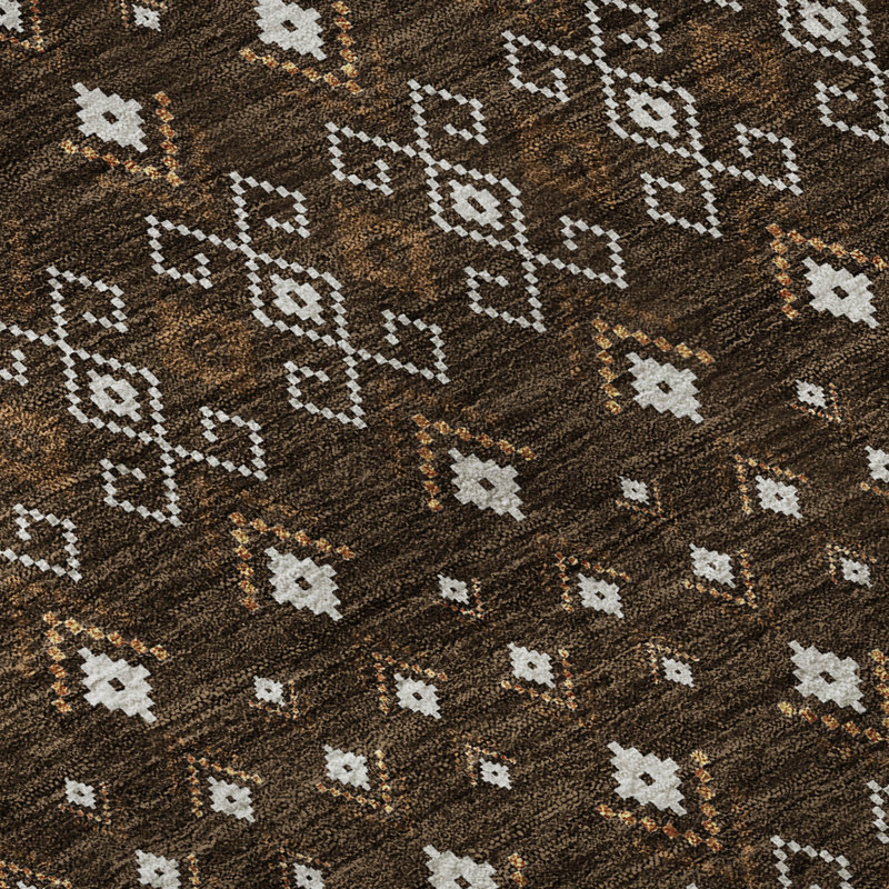 Tapis chocolat Prisco lavable à la machine de qualité supérieure, Tapis de couloir 2 pi 3 po x 7 pi 6 po