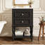 Meuble-lavabo rétro avec lavabo en céramique et rangement intelligent-131376527