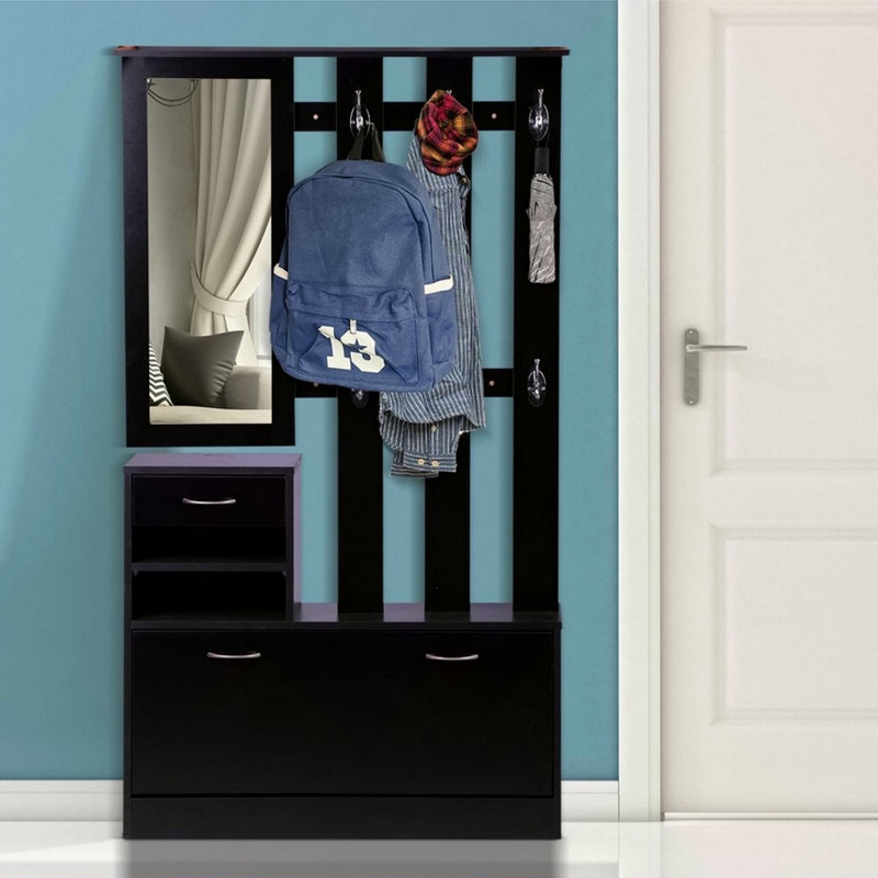 Trois-en-un modèle de barrière avec armoire à chaussures + tablette suspendue + miroir