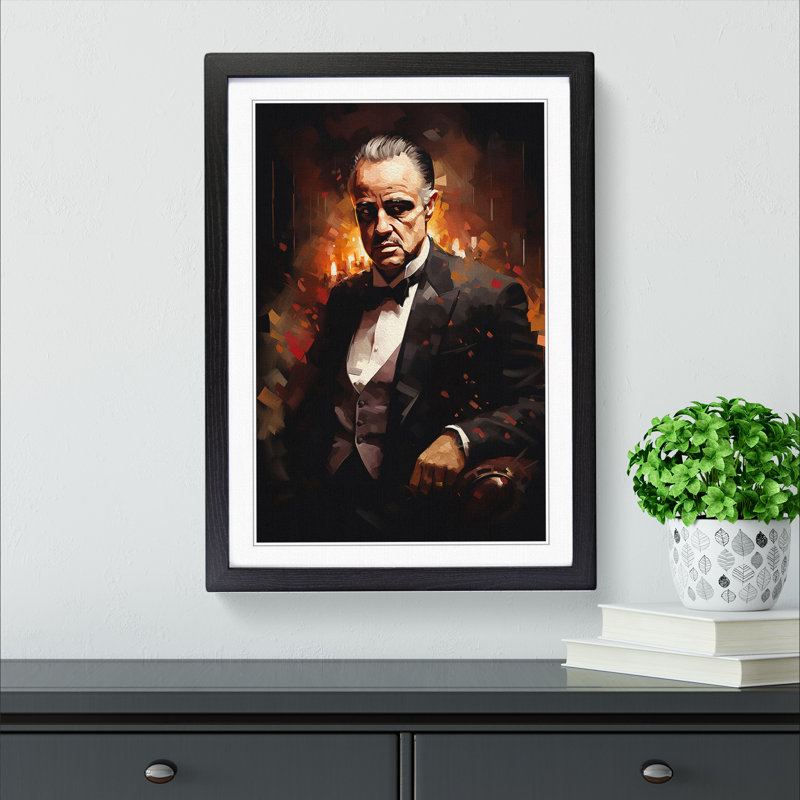 XYZ-FRM-V1223-1622 The Godfather Informel - Single Picture Frame Print on Wood, 64cm H x 46cm W x 2cm D, Black