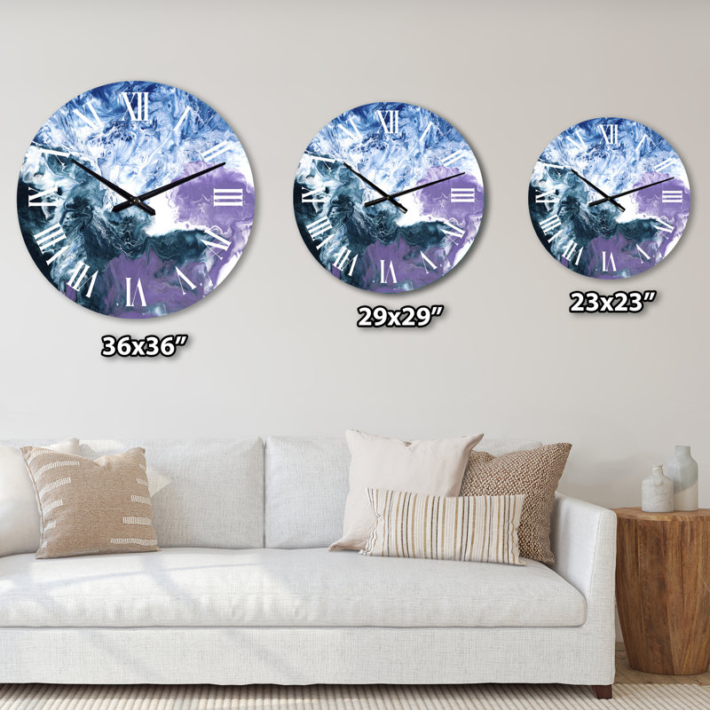 Horloge murale moderne bleu et violet, Grand