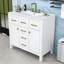 Meuble-lavabo moderne en bois minimaliste avec deux armoires et quatre tiroirs-113418413