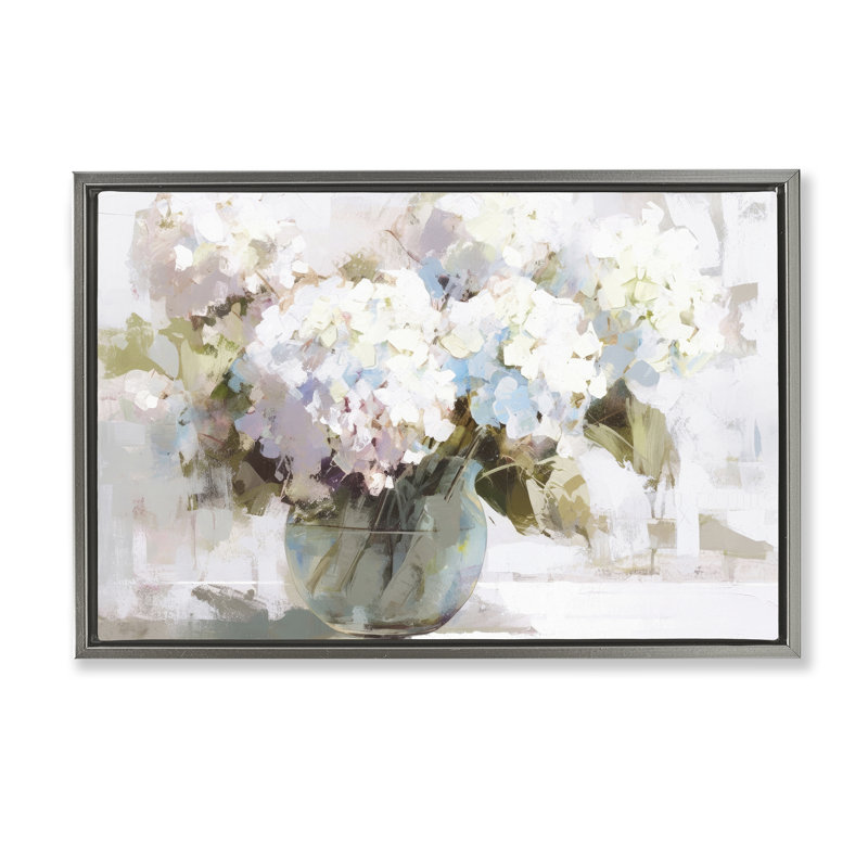 Cadre flottant Blush Bride Garden Flowers, design par Tina LeCour, H 21 po x l 31 po, Cadre flottant gris lustré