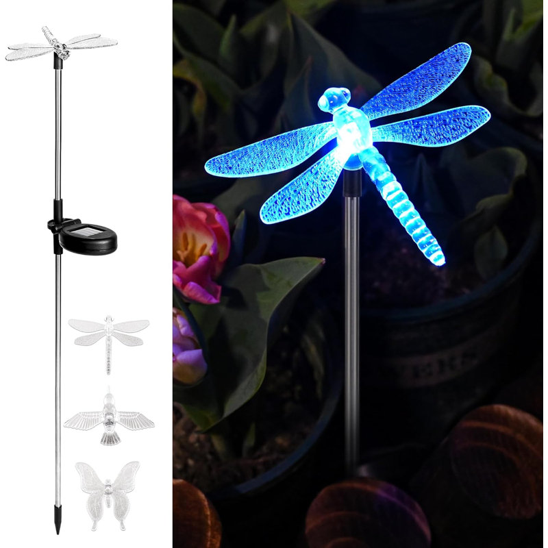 Solpex Solar Garden Lights - Multi-Color Changing LED Butterfly Lights for Outdoor Decorations, Garden, Patio & Lawn, 6 Pack